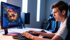 A Gamer playing on the computer