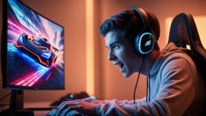 A Gamer playing on the computer