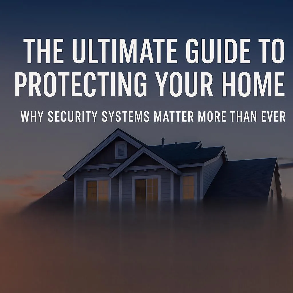 A front porch of a modern suburban home featuring a security camera, smart doorbell, and exterior light, with the article title overlaid in bold text